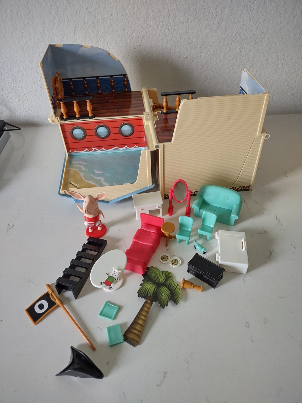 Pirate Ship Playset with Sea Green Furniture and Accessories